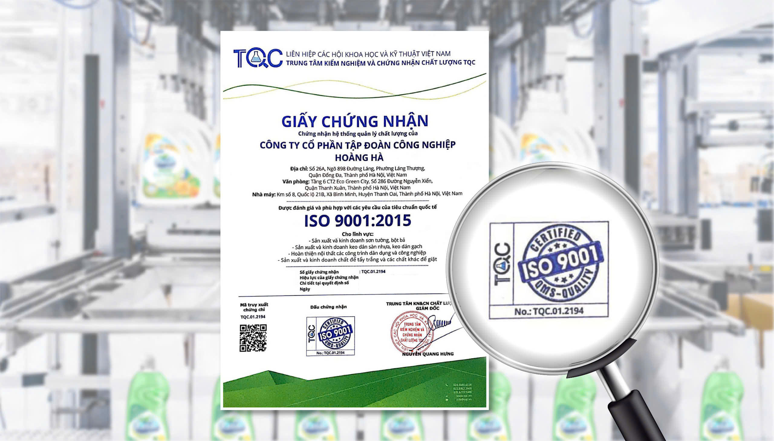 Chứng nhận ISO của nhà máy Keido